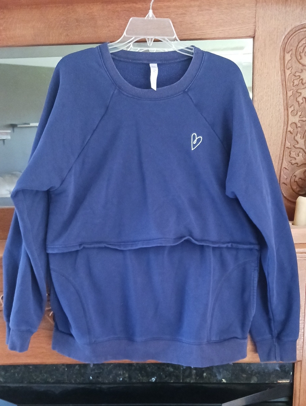 M/L Latched Mama Navy Crewneck Sweatshirt with Heart Accent